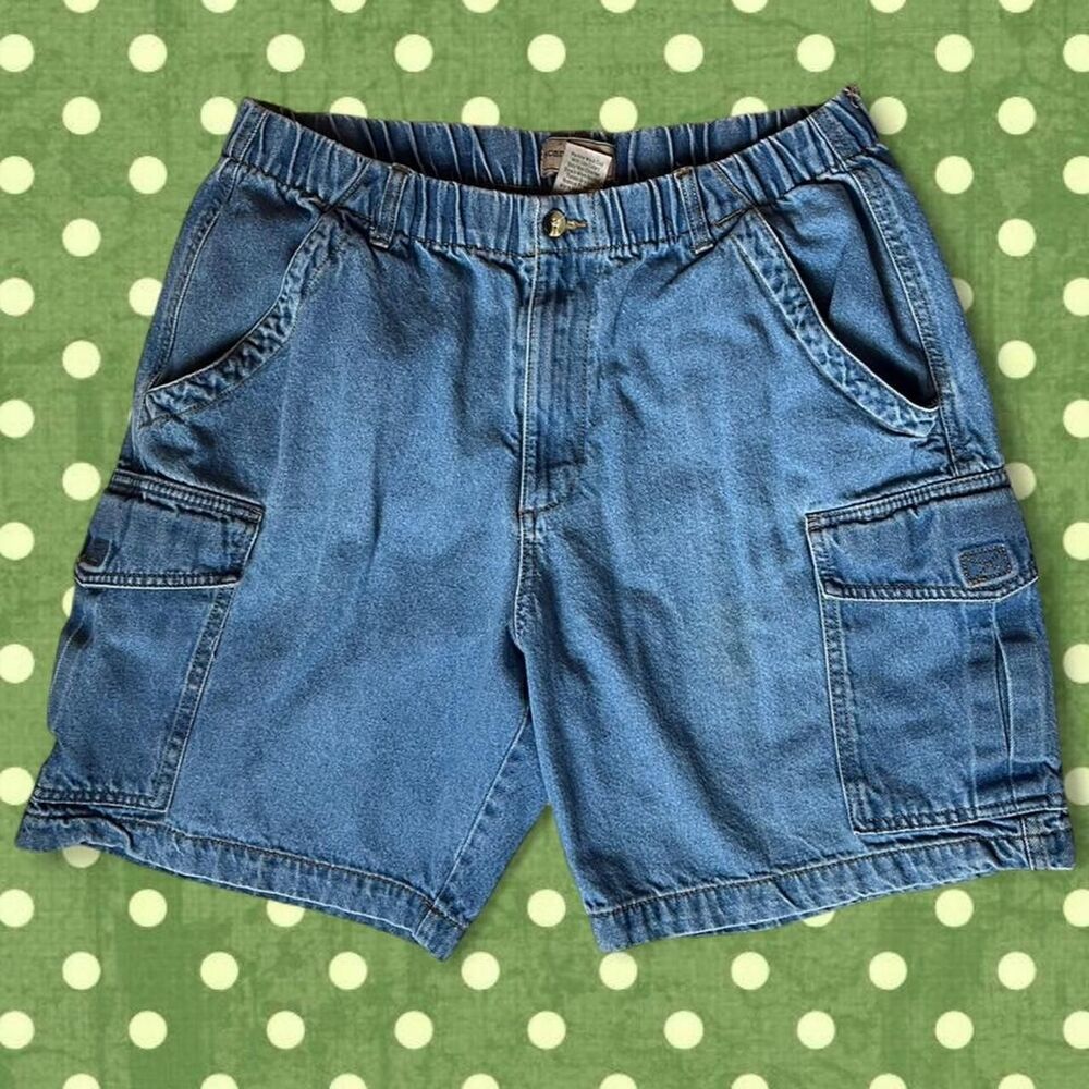 Scandia Woods 90s Style Blue Denim Cargo Dad Shorts